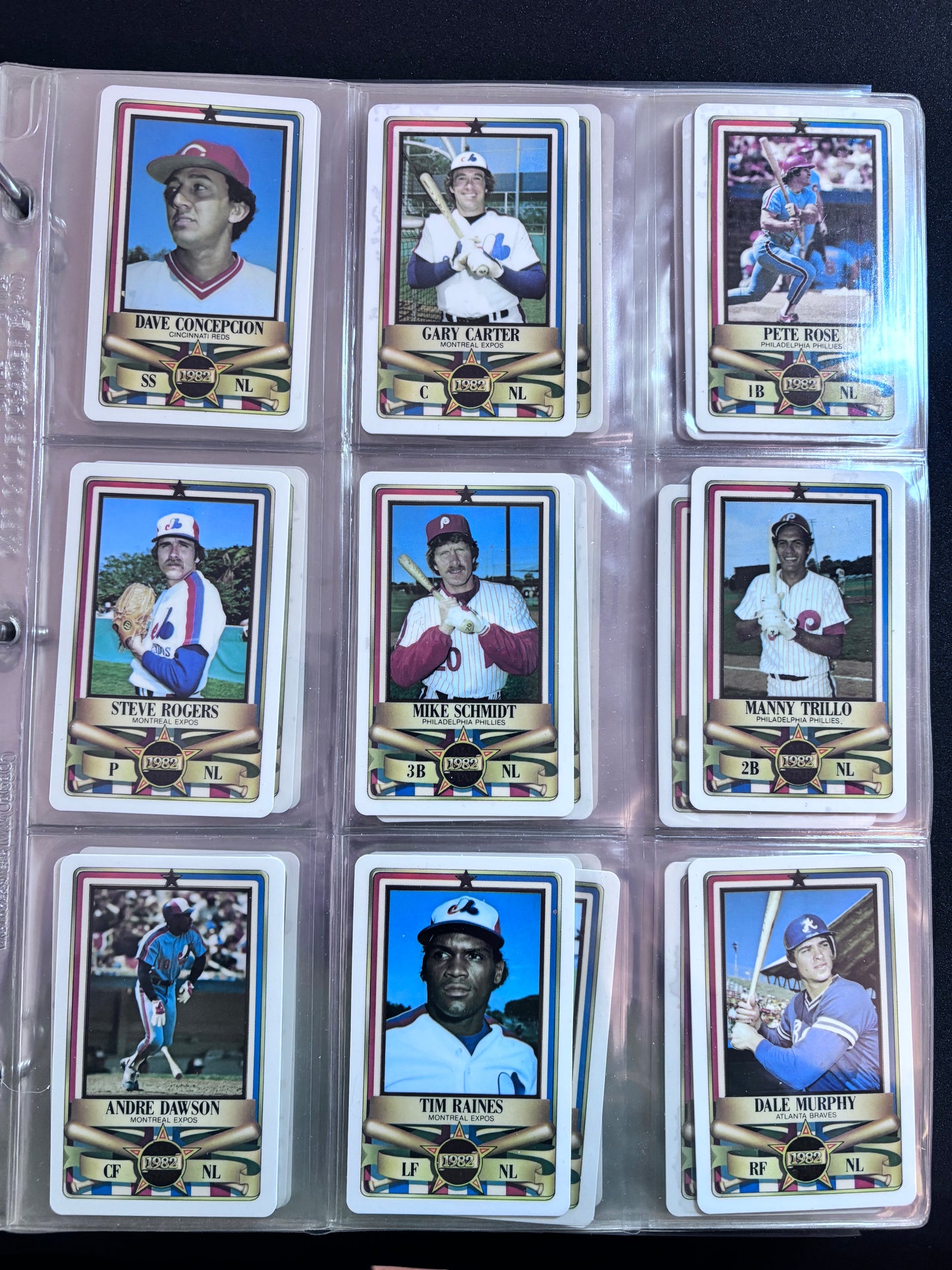 1982 Perma-Graphics All-Star Credit Cards Complete Set, Pete Rose, Rickey Henderson