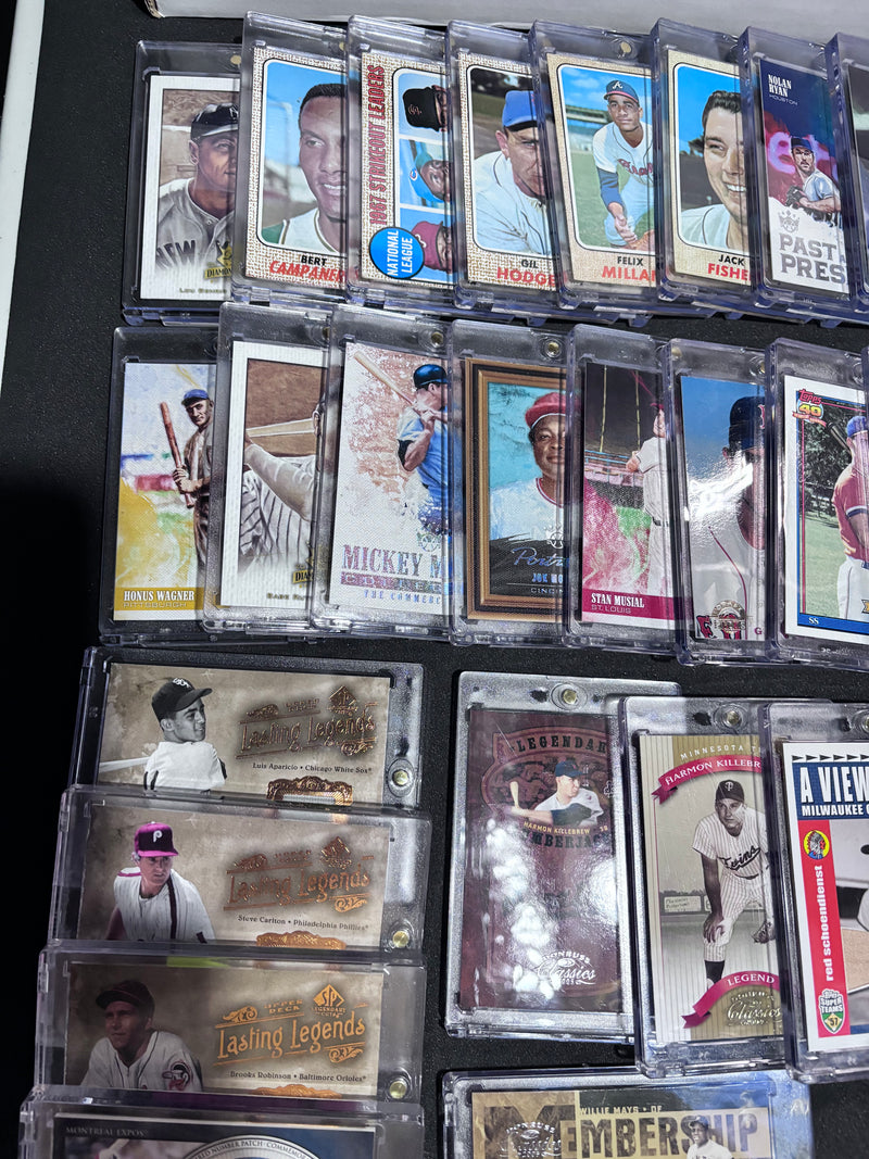 Vintage and Modern Vintage Lot, 1968 Topps to 2000s, Patches, Numbered, Autographs, Mantle, Clemente, Mayes, 216 Cards