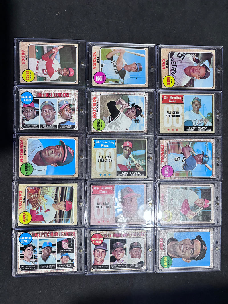 1968 Topps Near Complete Set, 588 Cards, 96 High Numbers, Willie Mays, Hank Aaron, McCovey, Kaline