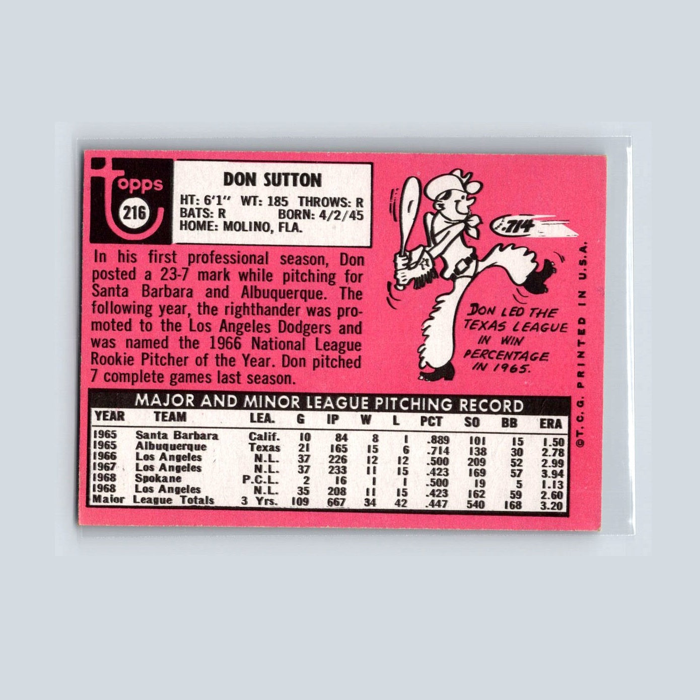 1969 Topps Don Sutton, #216