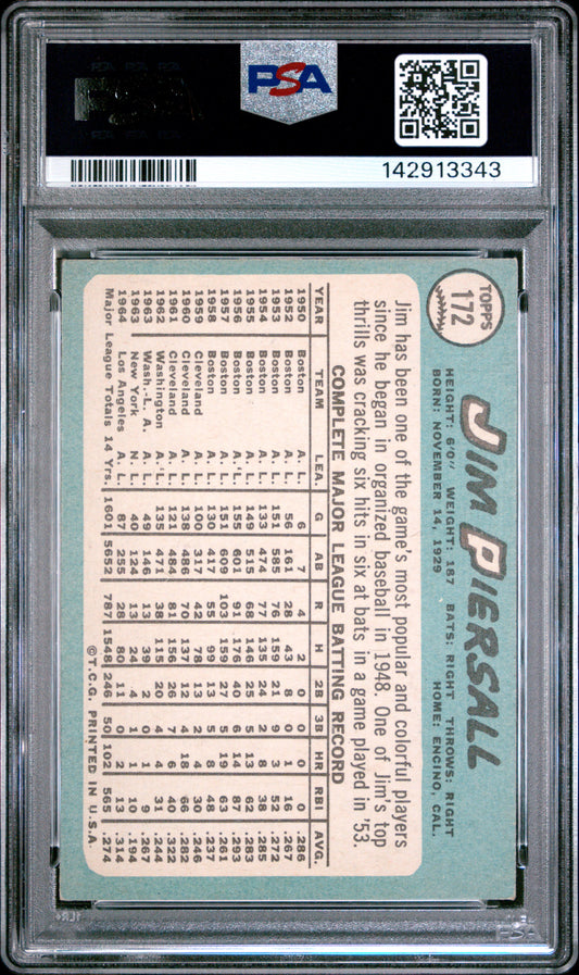 1965 Topps Jim Piersall, #172, PSA 5
