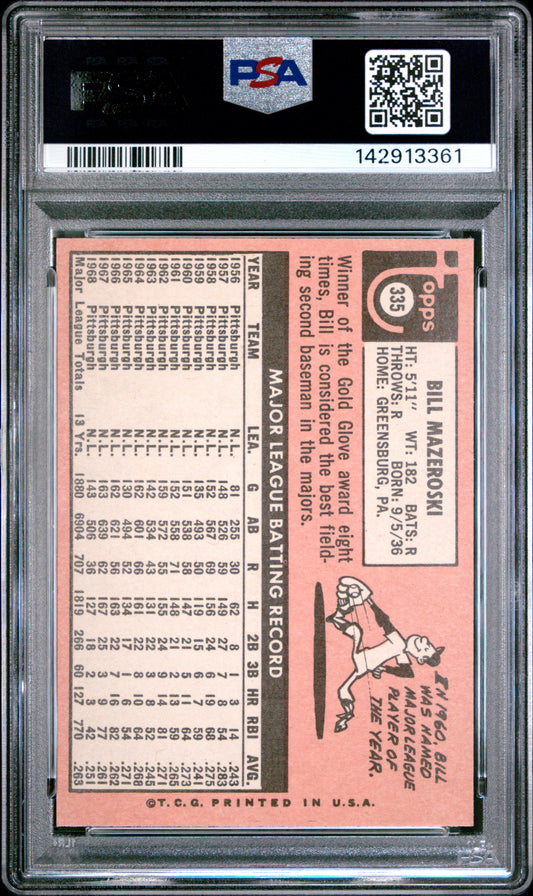 1969 Topps Bill Mazeroski, #335, PSA 8