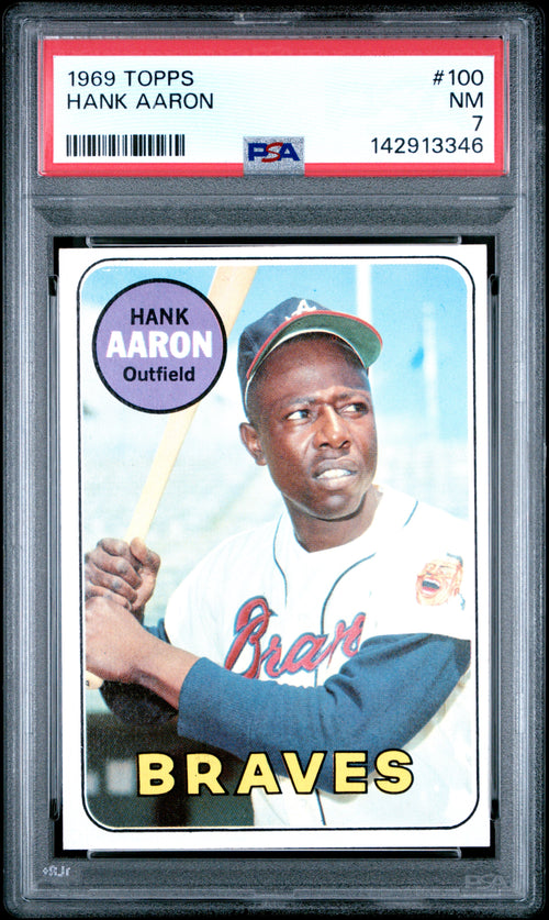 1969 Topps Hank Aaron, #100, PSA 7