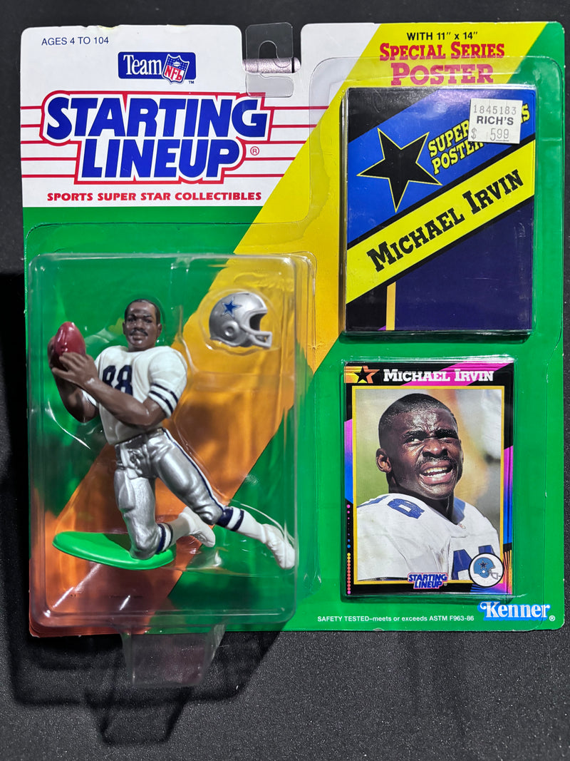 1992 Kenner Starting Lineup, Michael Irvin Card, Action Figure and Special Series Poster, Unopened