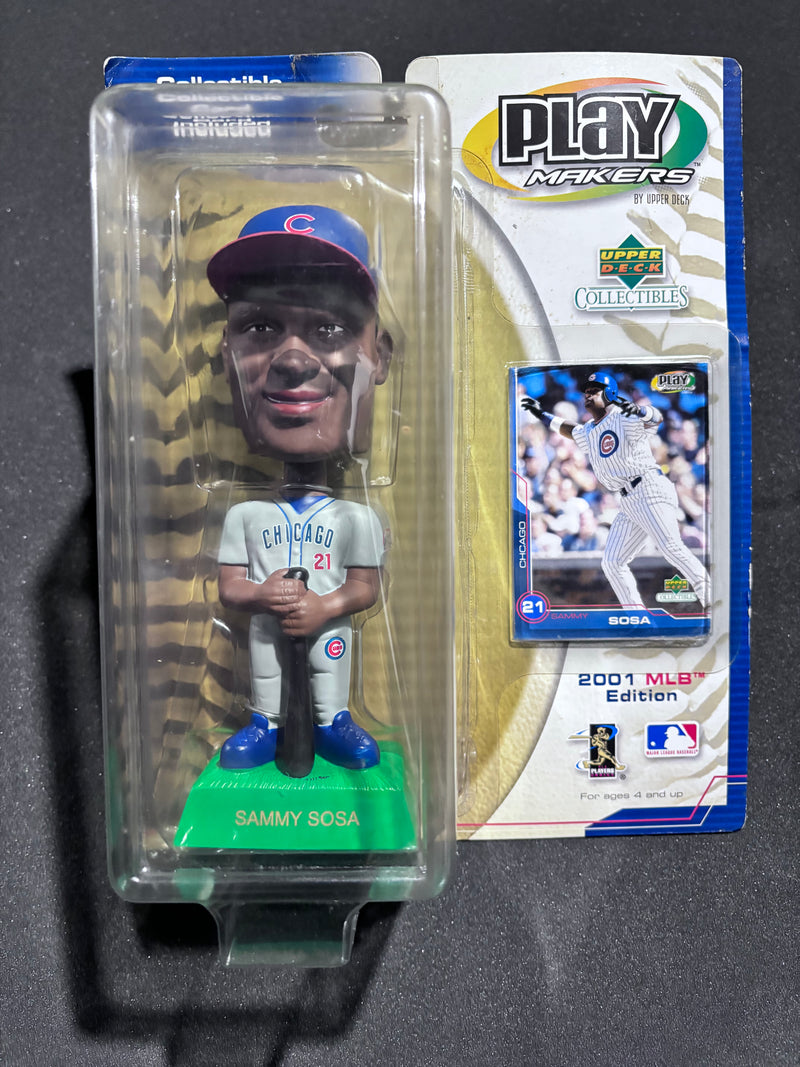 2001 Upper Deck Collectible by Play Makers, Sammy Sosa Card and Bobble Head, Chicago Cubs, Unopened