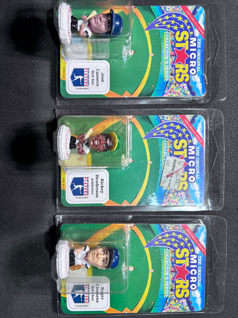 1995 The Original Micro Stars Collectors Series, Ricky Henderson, Roger Clemens, Jose Canseco