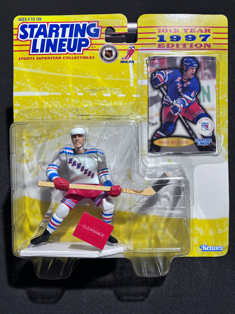 1997 Kenner Starting Lineup, 10th Year Edition, Mark Messier Card and Action Figure, New York Rangers, Unopened