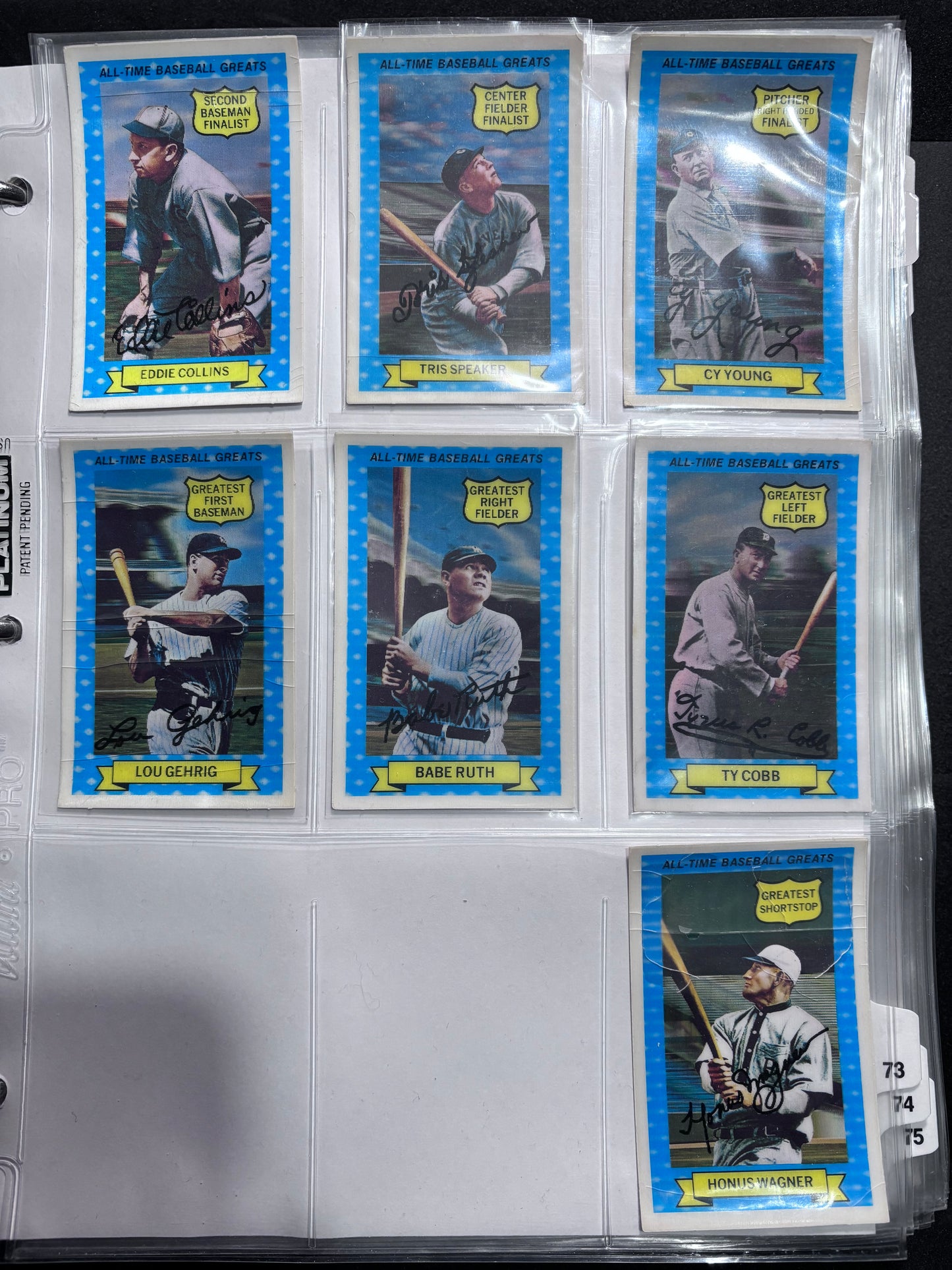 1972 Kellogg's 3-D All-Time Baseball Greats Complete Set, Babe Ruth, Lou Gehrig, Ty Cobb