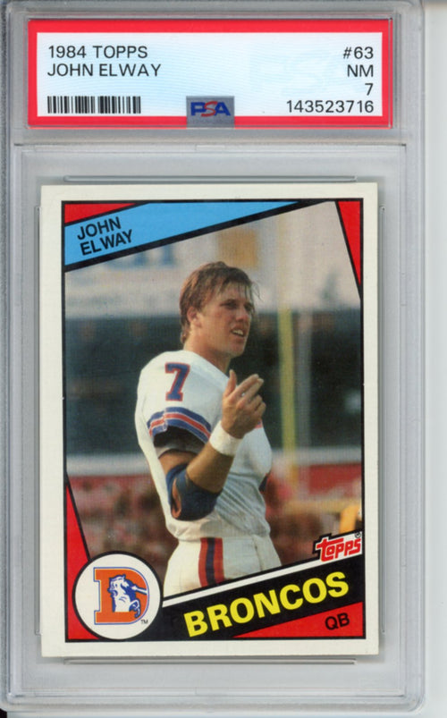 1984 Topps John Elway Rookie Card, #63, PSA 7