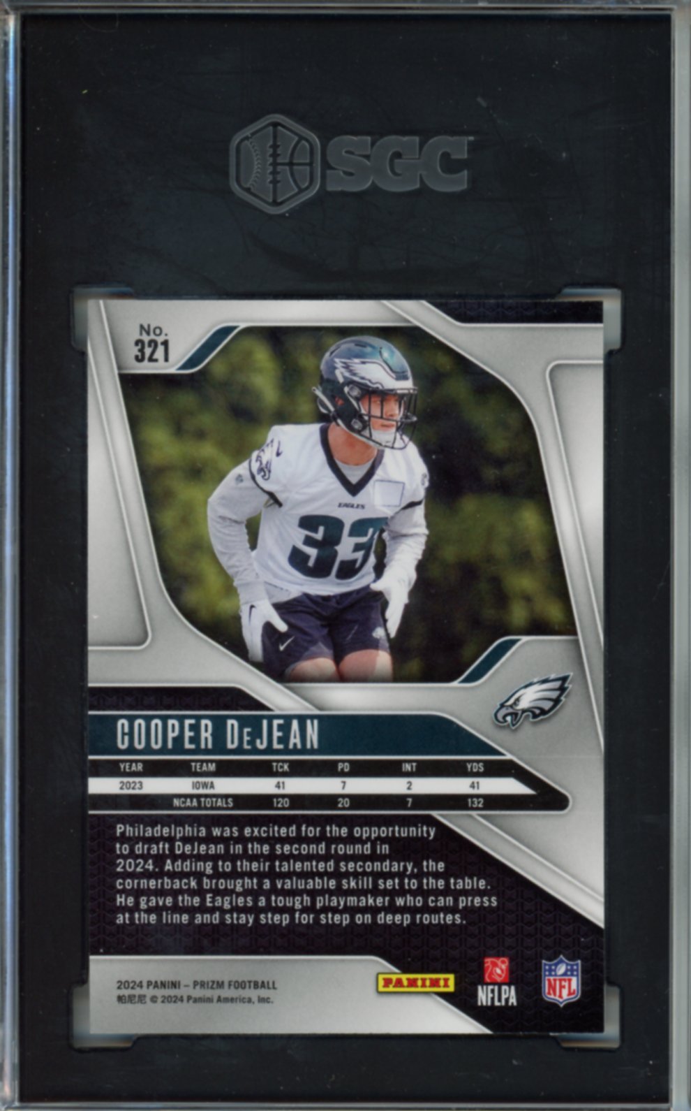2024 Panini Prizm Cooper Dejean Rookie Card, #321, SGC 10