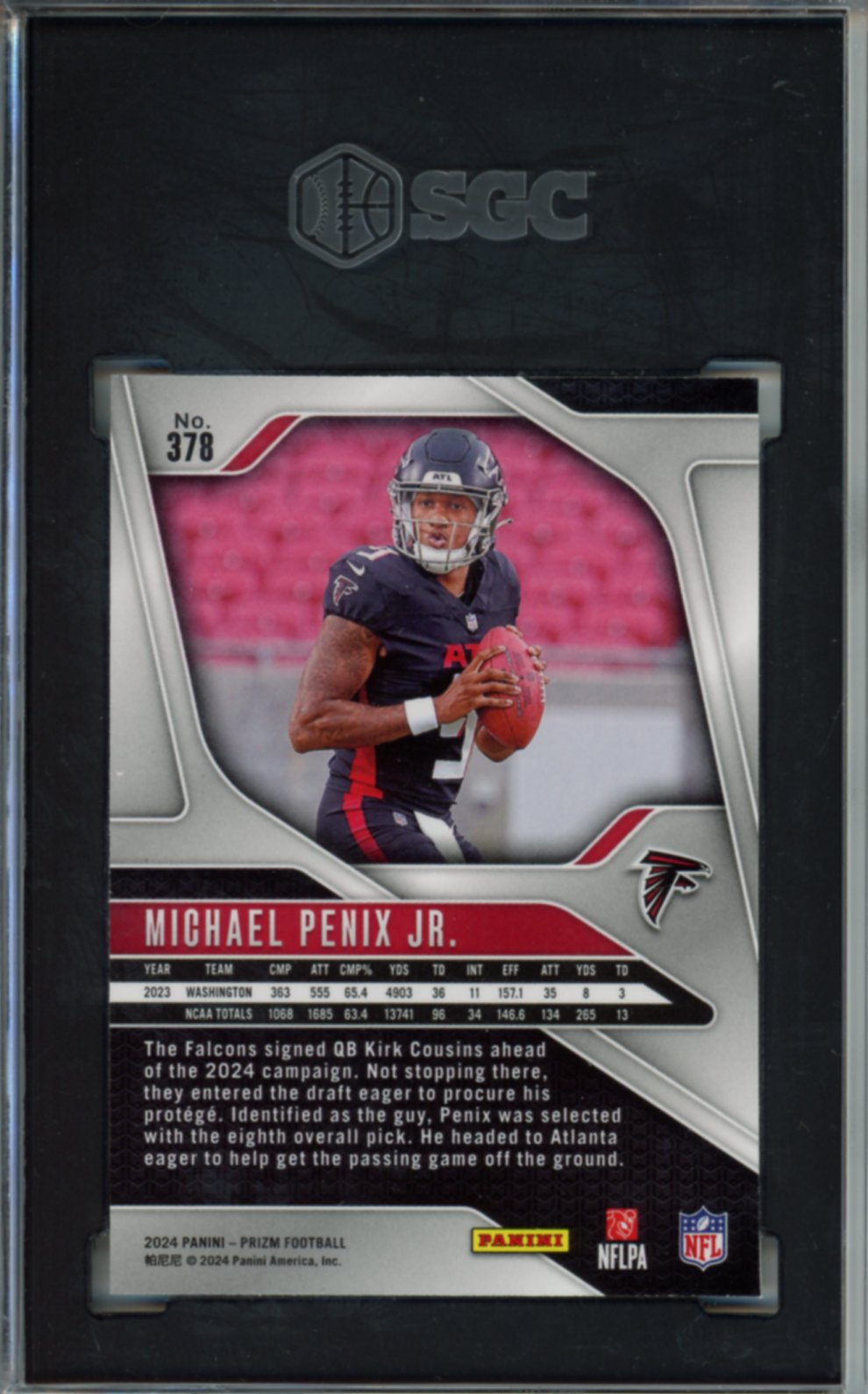 2024 Panini Prizm Michael Penix Jr. Rookie Card, #378, SGC 9