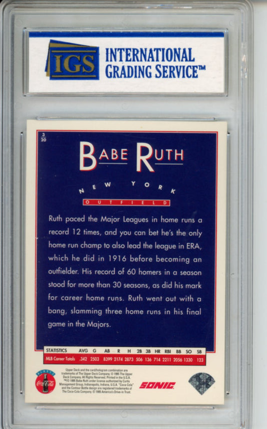 1995 Upper Deck Sonic Heroes of Baseball Babe Ruth, #3, IGS 9