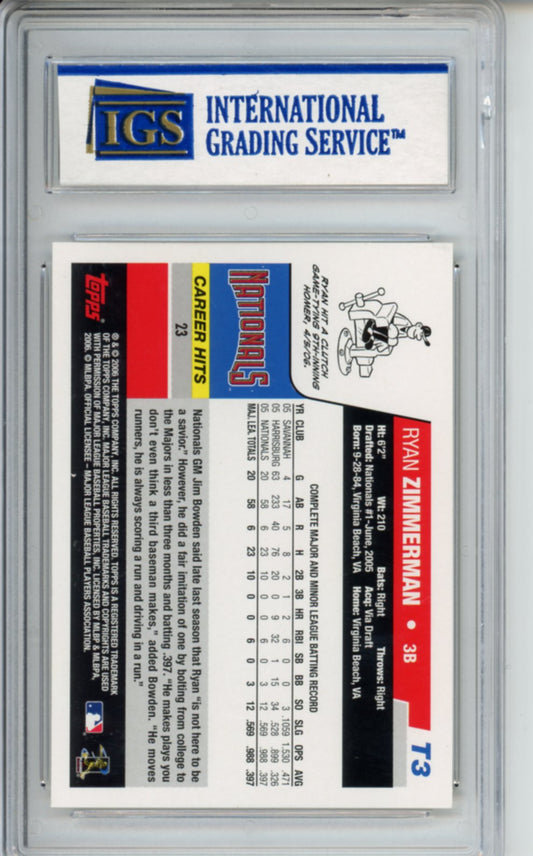 2006 Topps, National Baseball Card Day, Ryan Zimmerman Rookie Card, #T3, IGS 9