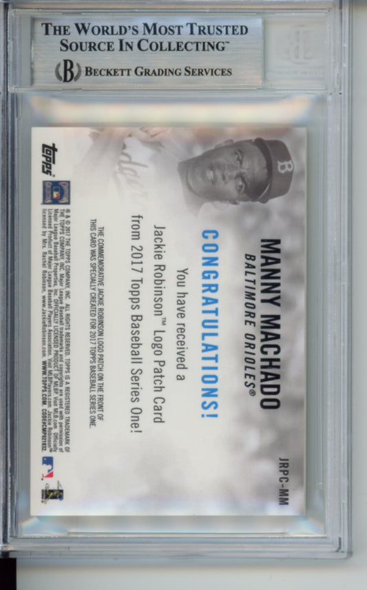 2017 Topps, 70th Anniversary Jackie Robinson Logo Patch, Manny Machado, #JRPCMM, BGS 8.5