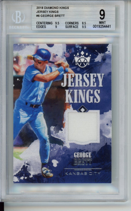 2018 Panini Diamond Kings, Jersey Kings, Game-Used Patch, George Brett, #6, BGS 9