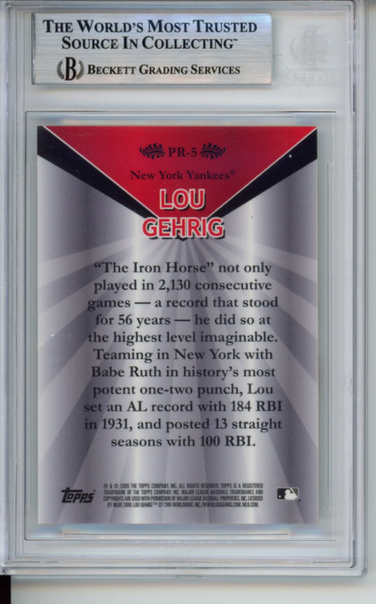 2009 Topps Chrome Legends, Refractors, Wal-Mart Cereal, Lou Gehrig, #PR5, BGS 9