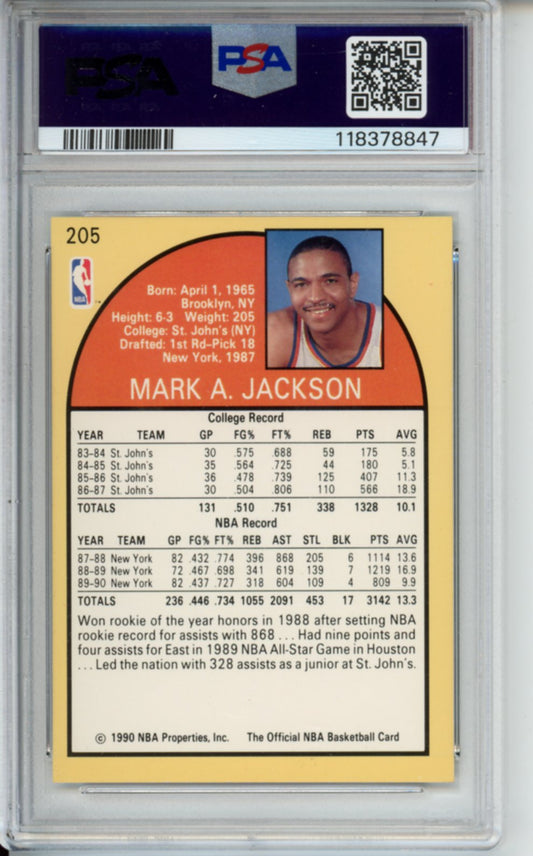 1990 Hoops, Mark Jackson, #205, (Menendez Brothers in Background), PSA 9