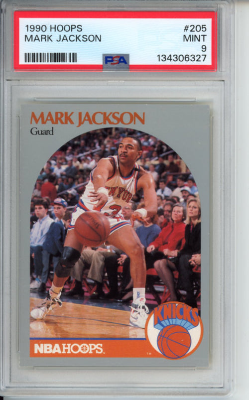 1990 Hoops, Mark Jackson, #205, (Menendez Brothers in the Background), PSA 9