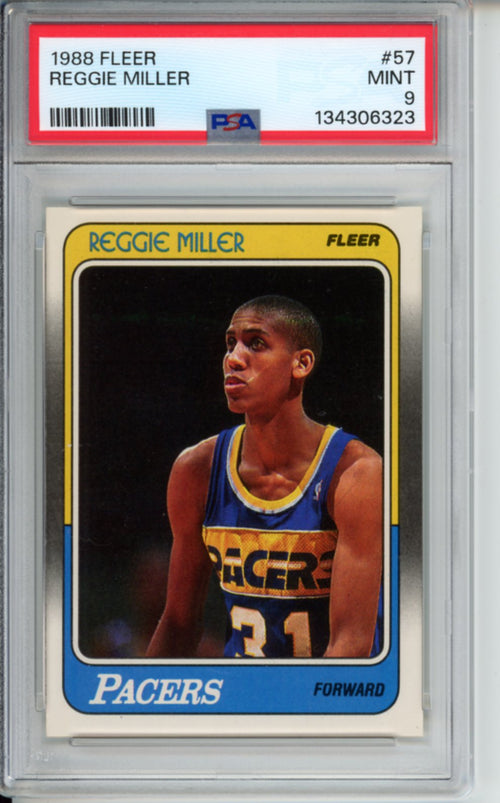 1988 Fleer Reggie Miller Rookie Card, #57, PSA 9