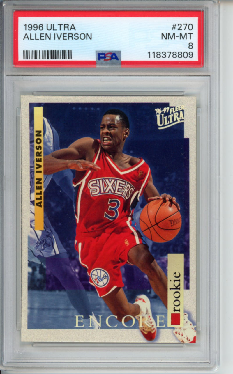 1996 Fleer Ultra Encore, Allen Iverson, Rookie Card, #270, PSA 8