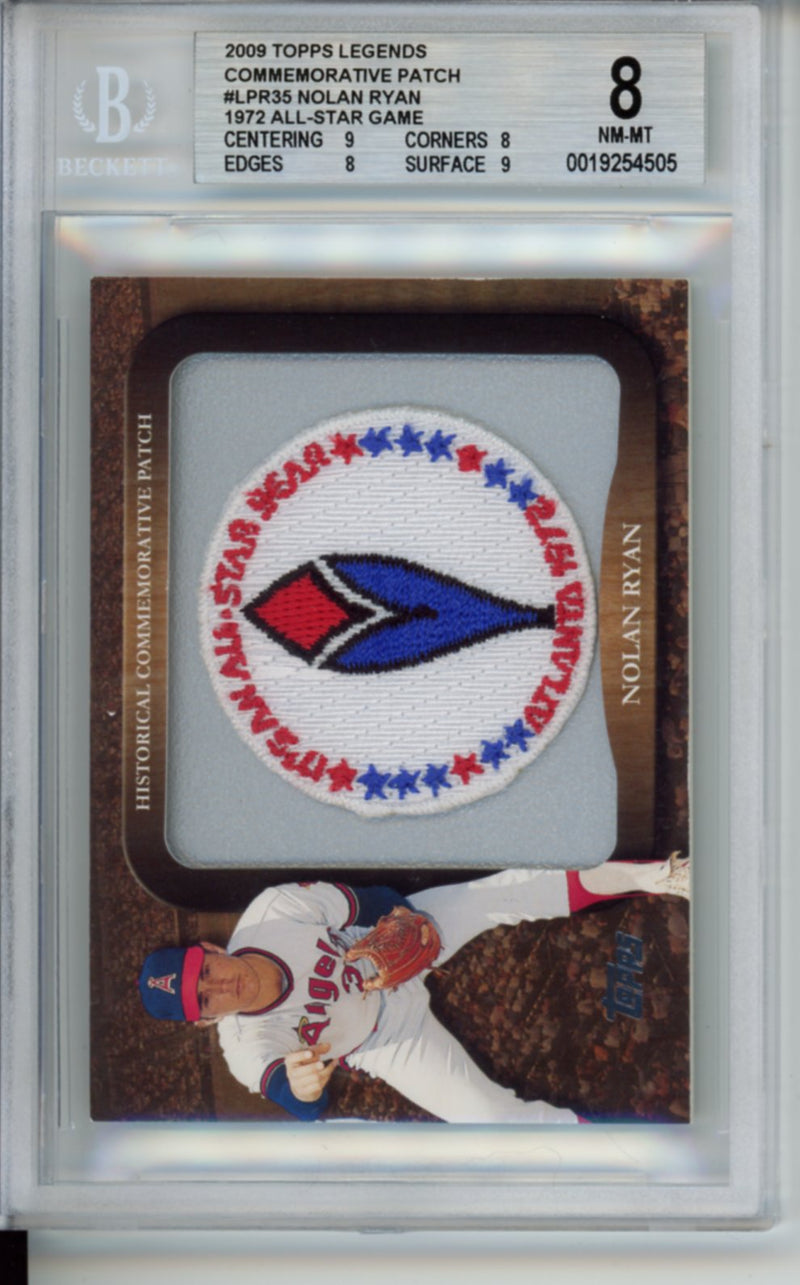2009 Topps Legends of the Game, 1972 All-Star Game Commemorative Patch, Nolan Ryan, #LPR35, BGS 8