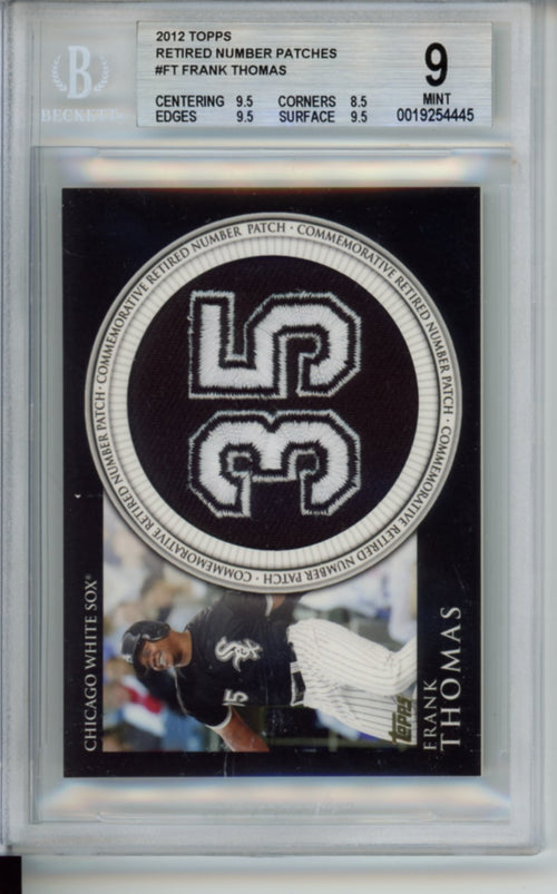 2012 Topps, Retired Number Patches, Jersey Number 35 Patch, Frank Thomas, #FT, BGS 9