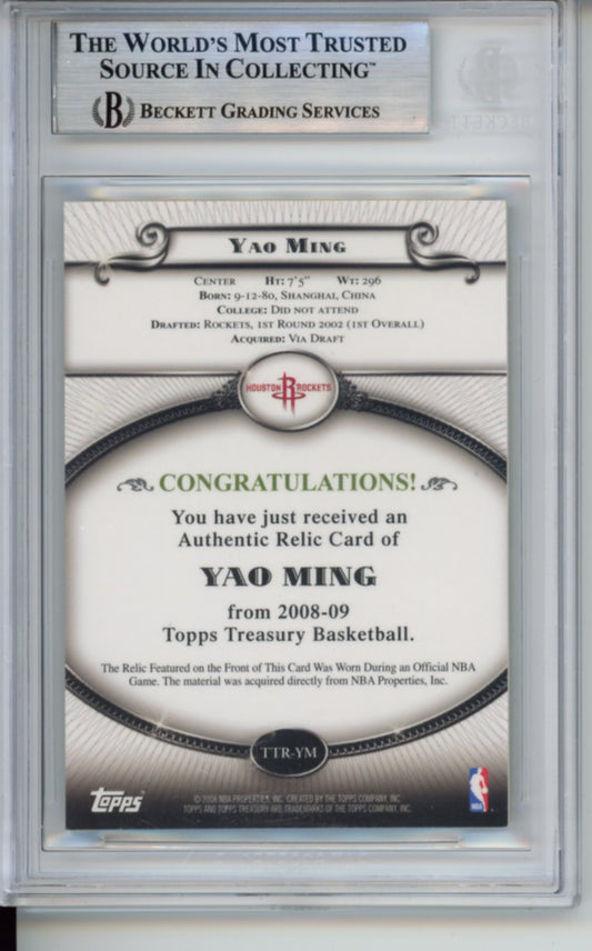 2008 Topps, Treasury Relics, Game Worn Jersey Patch, Yao Ming, #YM, BGS 9