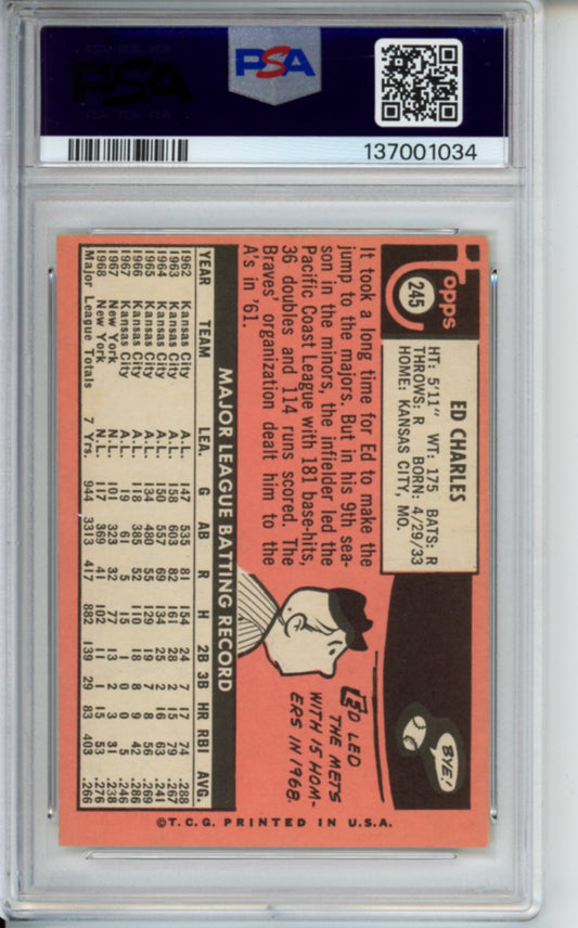 1969 Topps, Ed Charles, #245, PSA 4