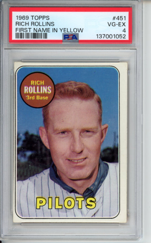 1969 Topps, First Name in Yellow, Rich Rollins, #451, PSA 4