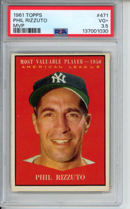 1961 Topps, MVP, Phil Rizzuto, #471, PSA 3.5
