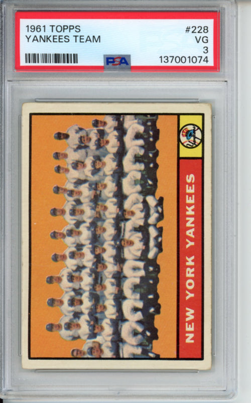 1961 Topps Yankees Team, #228, PSA 3