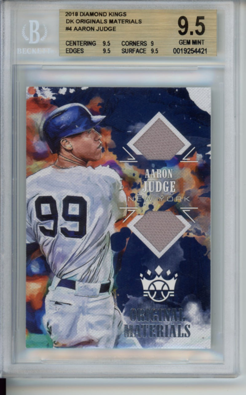 2018 Diamond Kings, DK Originals Materials, Aaron Judge, #OM-AJ, POP 1, Highest Graded, BGS 9.5