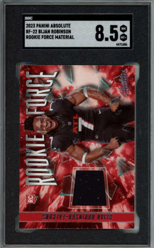 2023 Panini Absolute, Rookie Force Material Patch, Bijan Robinson, #RF-22, Rookie Card, SGC 8.5
