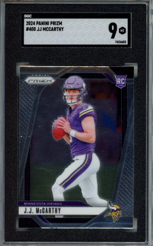 2024 Panini Prizm, JJ McCarthy, #400, Rookie Card, SGC 9
