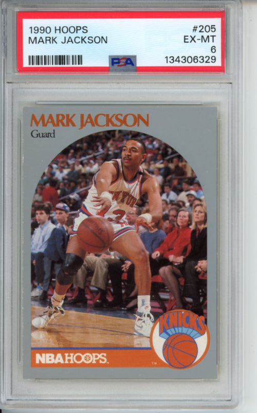 1990 Hoops, Mark Jackson, #205, PSA 6, Menendez Brothers in Background