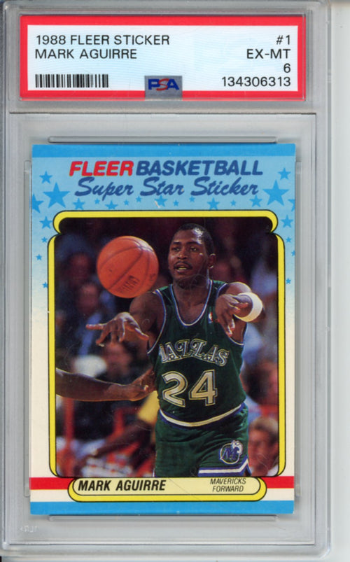 1988 Fleer Sticker, Mark Aguirre, #1, PSA 6
