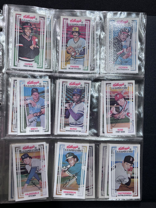 1983 Kellogg's 3-D Super Stars Baseball Set, Nolan Ryan, Pete Rose, Ricky Henderson