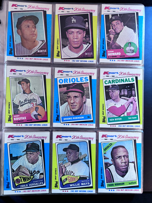 1982 Topps Kmart 20th Anniversary Complete Set, Mickey Mantle, Willie Mays