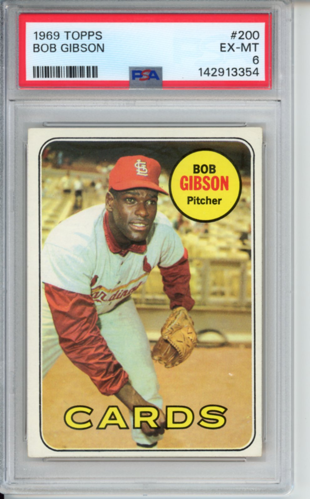 1969 Topps Bob Gibson, #200, PSA 6