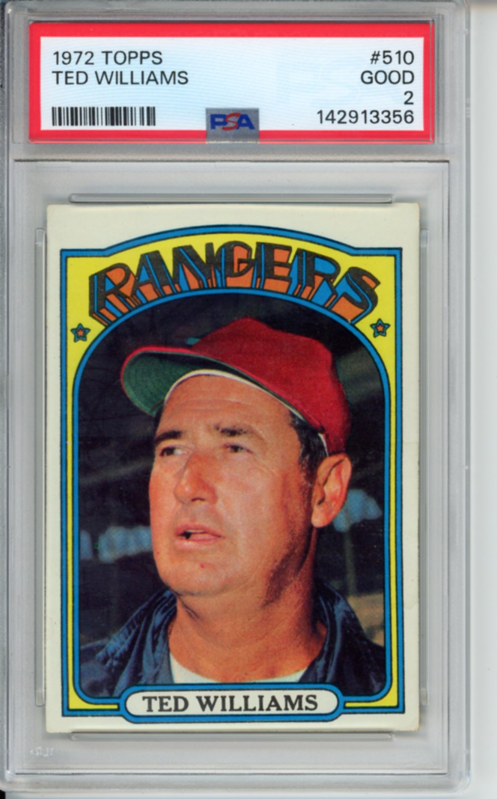 1972 Topps Ted Williams, #510, PSA 2