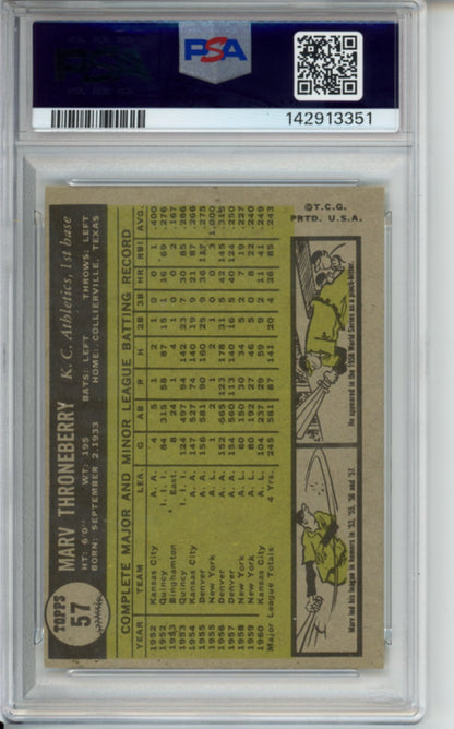 1961 Topps Marv Throneberry, #57, PSA 8