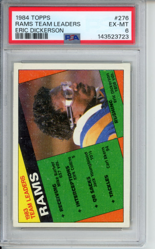 1984 Topps Eric Dickerson, Rams Team Leaders, #276, PSA 6