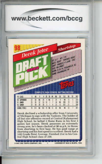 1993 Topps Derek Jeter Rookie Card, #98, BGS 10