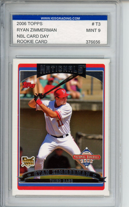 2006 Topps, National Baseball Card Day, Ryan Zimmerman Rookie Card, #T3, IGS 9