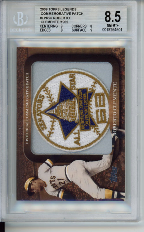 2009 Topps Legends of the Game, 1962 All-Star Game RFK Stadium Commemorative Patch, Roberto Clemente, #LPR25, BGS 8.5