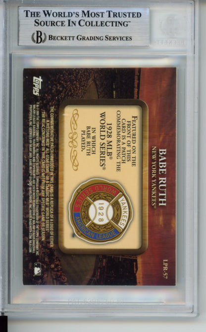 2009 Topps Legends, 1928 World Series Yankee Uniform Commemorative Patch, Babe Ruth, #LPR57, BGS 8