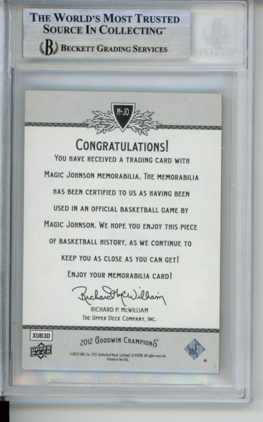 2012 Upper Deck Goodwin Champions Memorabilia, Game Used Patch, Magic Johnson, #MJO, BGS 8.5