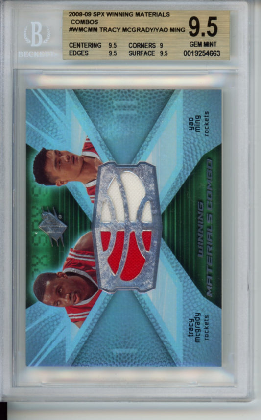 2008 Upper Deck SPX, Winning Materials Combos Patch, Yao Ming and Tracy McGrady, #WMCMM, BGS 9.5