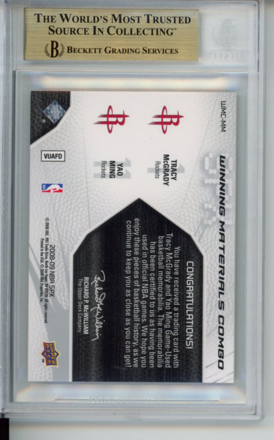 2008 Upper Deck SPX, Winning Materials Combos Patch, Yao Ming and Tracy McGrady, #WMCMM, BGS 9.5