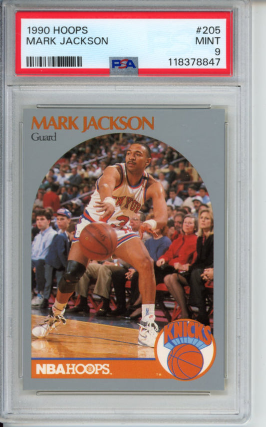 1990 Hoops, Mark Jackson, #205, (Menendez Brothers in Background), PSA 9